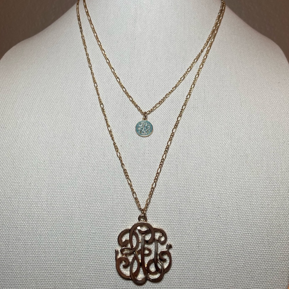 Vintage Style Gold Tone Letter Pendant 2 Strand